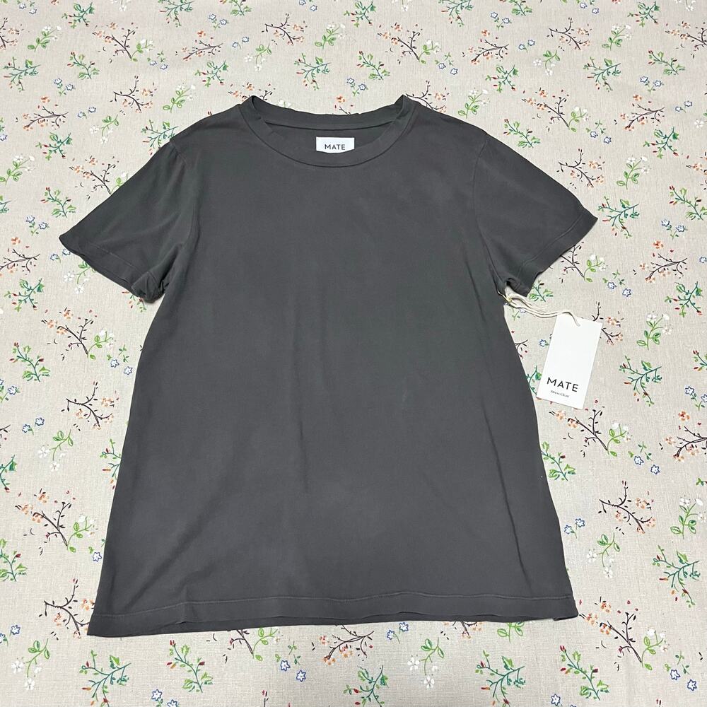 MATE the Label Organic Cotton Classic Tee Charcoal Small Casual T-Shirt FLAW